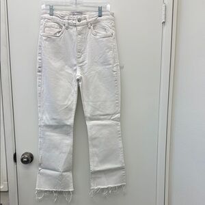 Zara Size 10 White Frayed Hem Women's Cropped Jeans